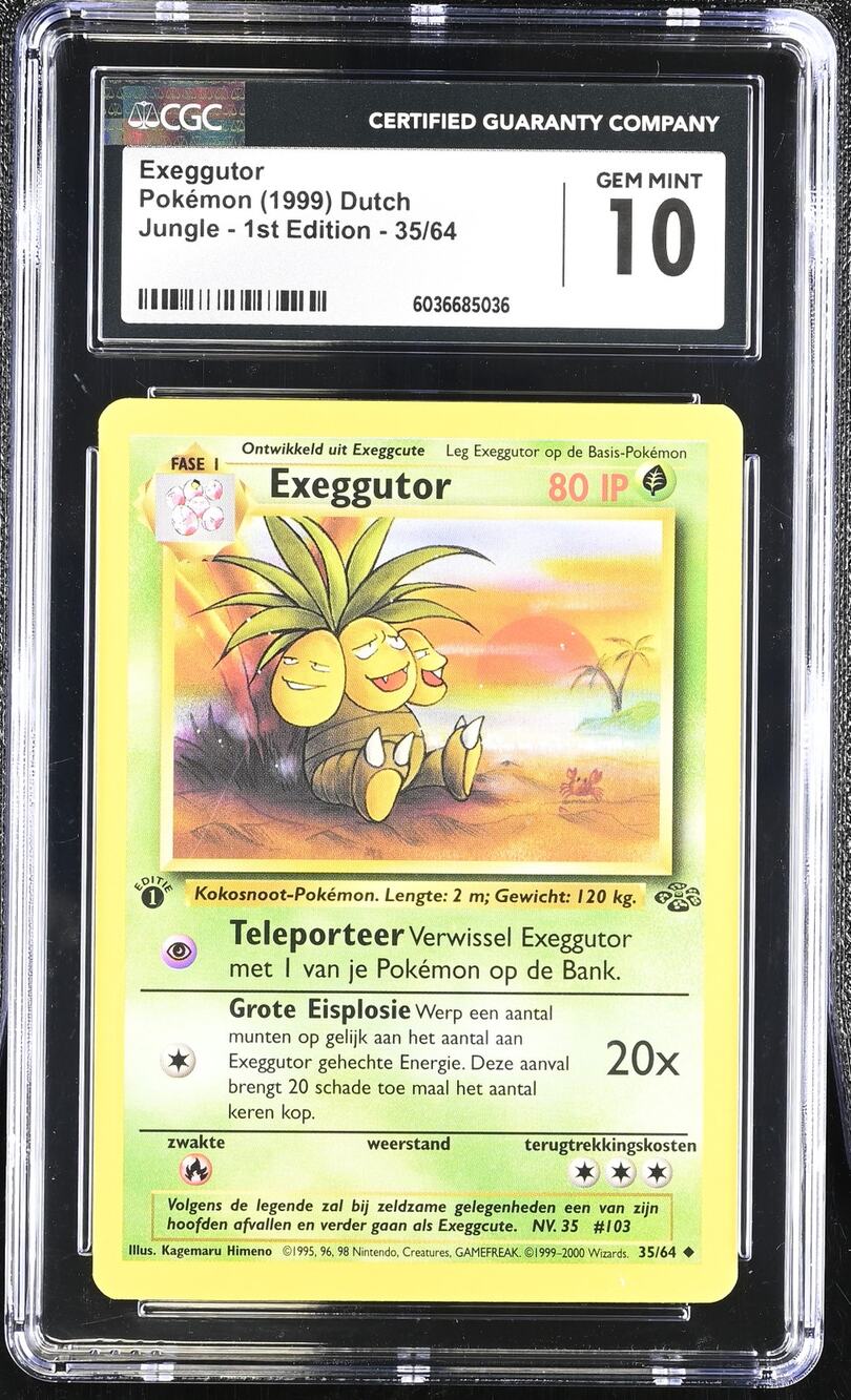 CGC 10 GEM MINT Exeggutor 1st Edition 35/64 Pokemon Dutch Jungle Set (PSA/BGS)